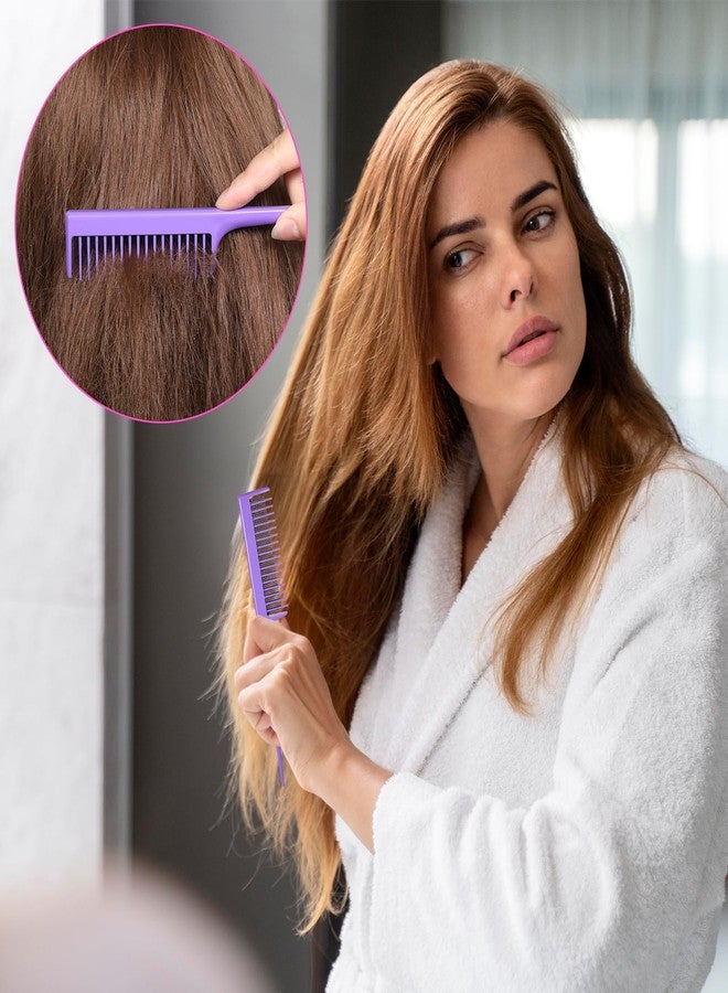 Alrhso 3 Pack Professional Teasing Comb, Triple Teasing Comb Rat Tail Tool Hair Cutting Combs Professional Add Volume Fine and Normal Hair Types for Women And Men (Black Purple and Red) - Image 5